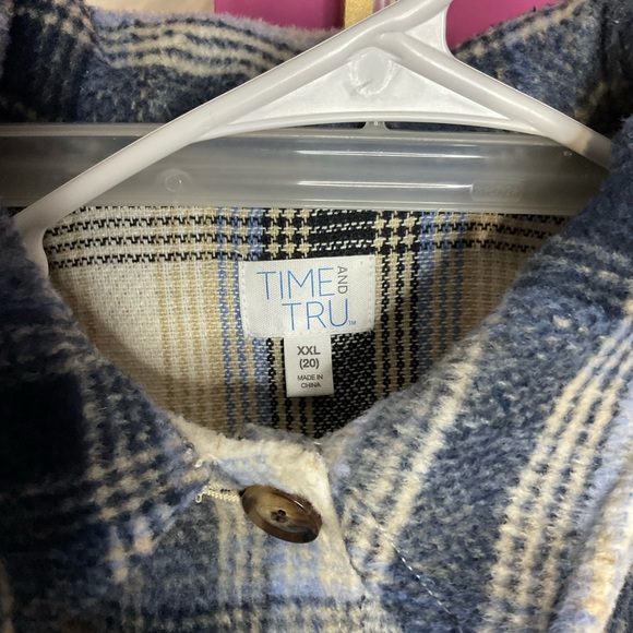 Time and Tru Blue and Cream Plaid Shirt - Picture 2 of 3